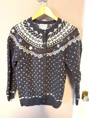 Vintage Dean's Fair Isle Wool Cardigan Sweater